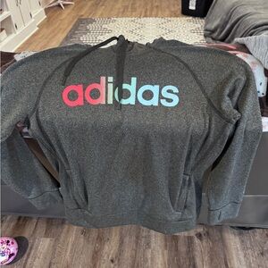 Adidas Gray Hoodie with Multicolor Logo
